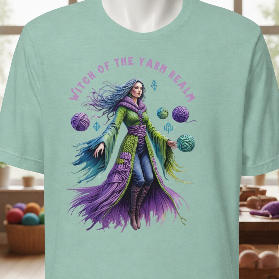 Witch of the Yarn Realm T-Shirt Sea Breeze t-shirt