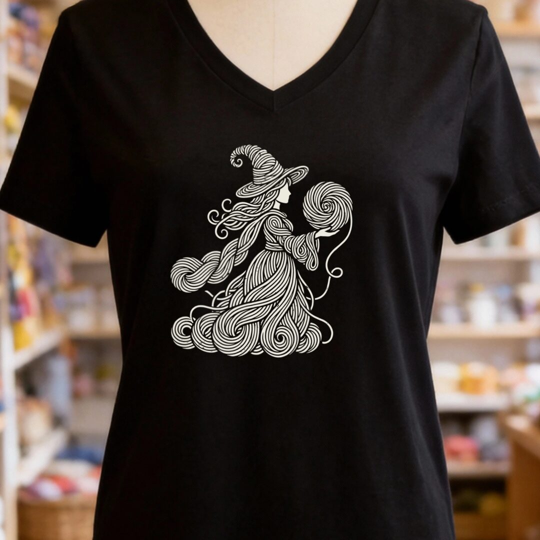 Woven Witch V-Neck T-Shirt Black t-shirt