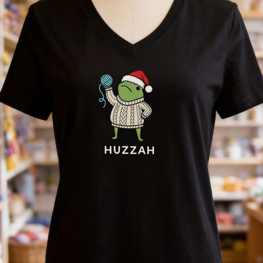 Xmas Huzzah V-Neck T-Shirt Black t-shirt