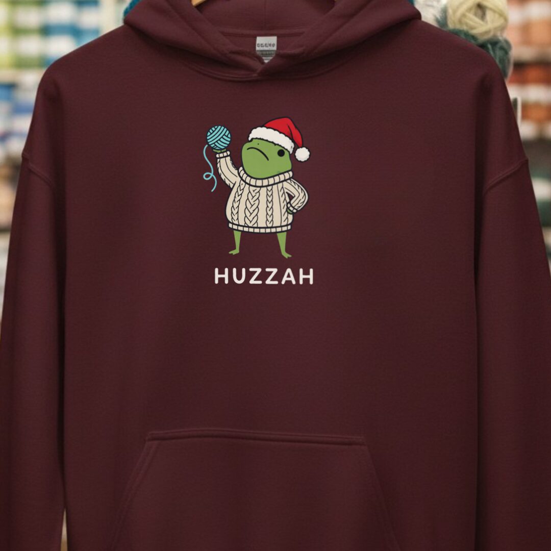 Xmas Huzzah Hoodie Maroon t-shirt