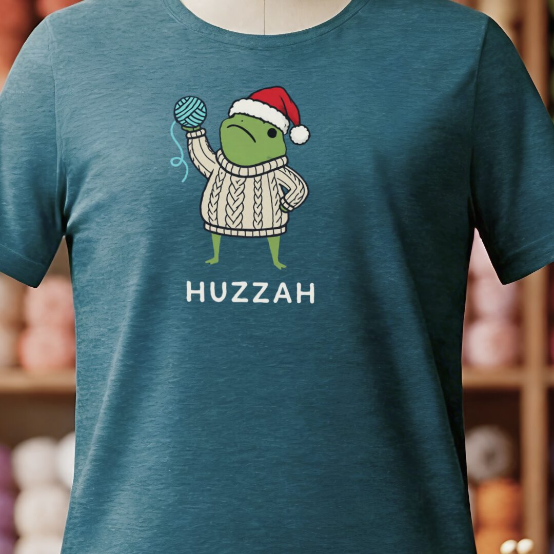 Xmas Huzzah T-Shirt Teal Blue t-shirt