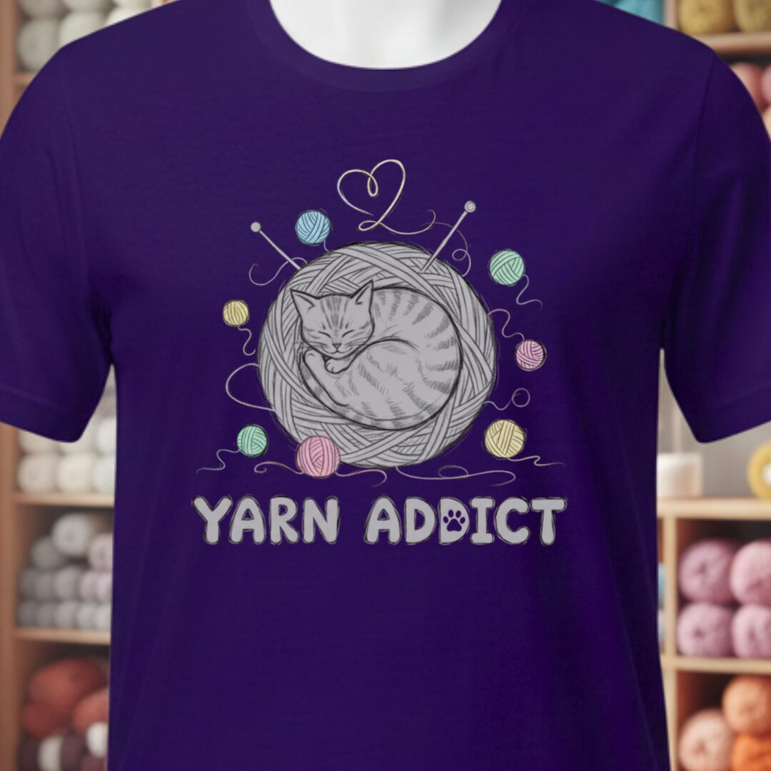 Yarn Addict Sketch T-Shirt Purple t-shirt