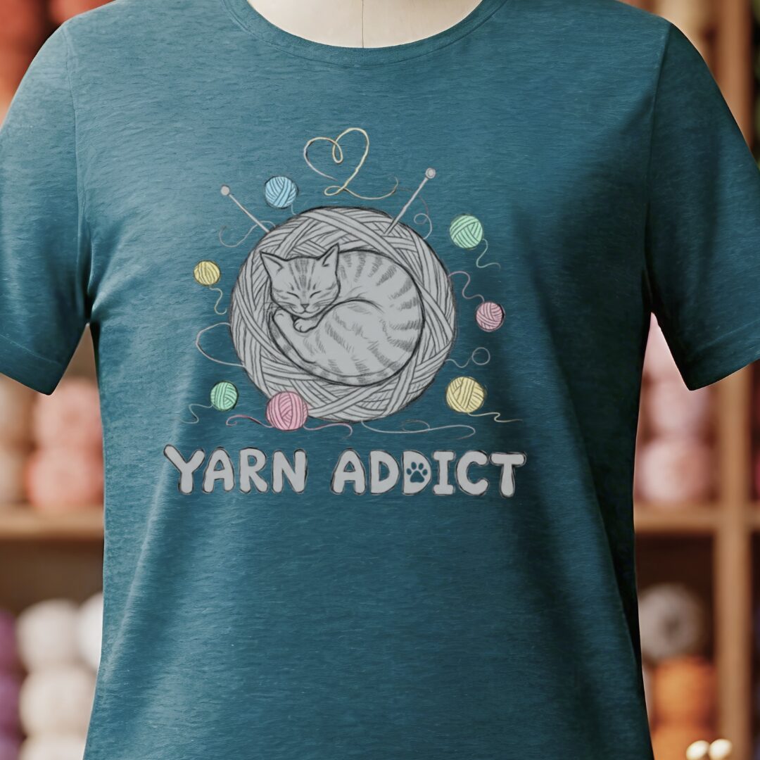Yarn Addict Sketch T-Shirt Teal Blue t-shirt