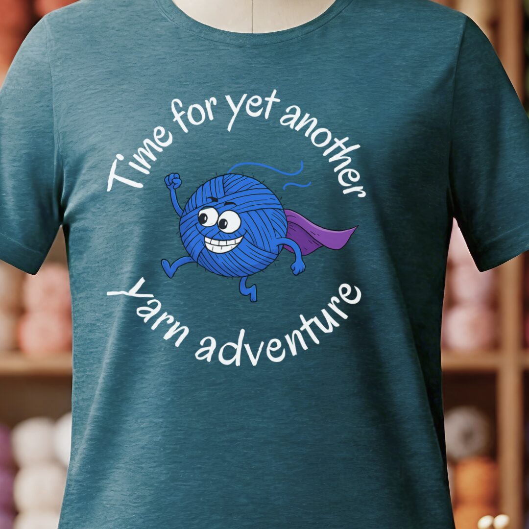 Yarn Adventure T-Shirt Teal Blue t-shirt