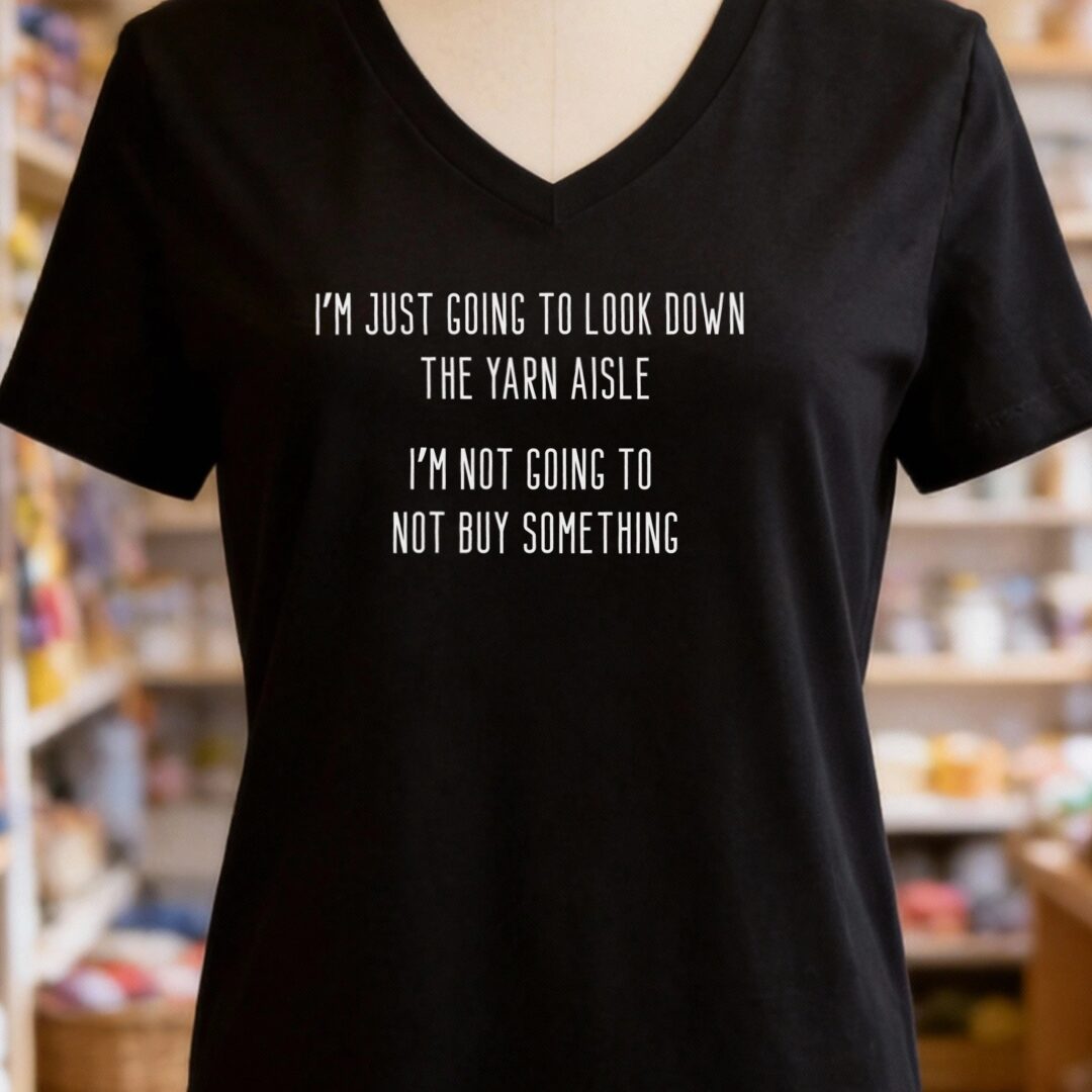 Yarn Aisle V-Neck T-Shirt Black t-shirt