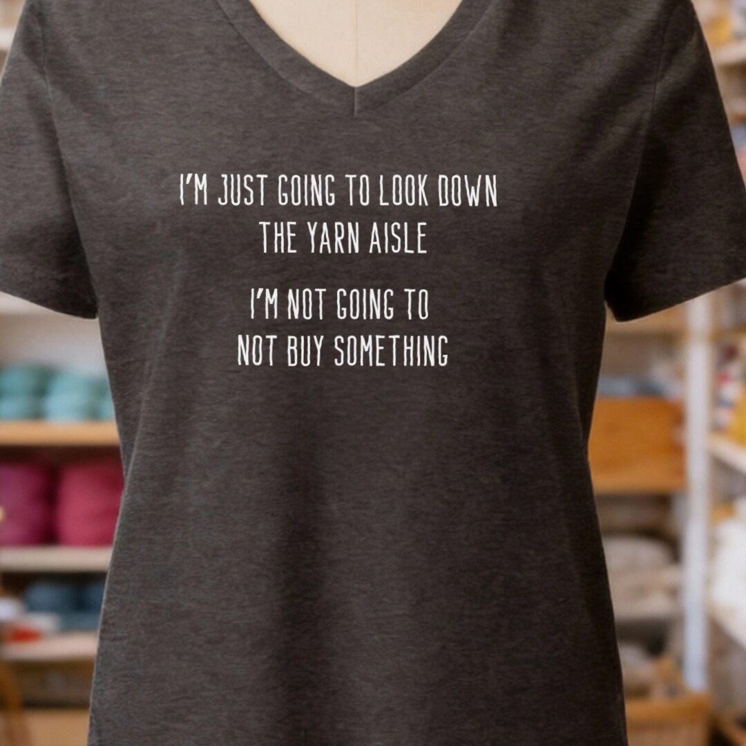 Yarn Aisle V-Neck T-Shirt Dark Grey t-shirt