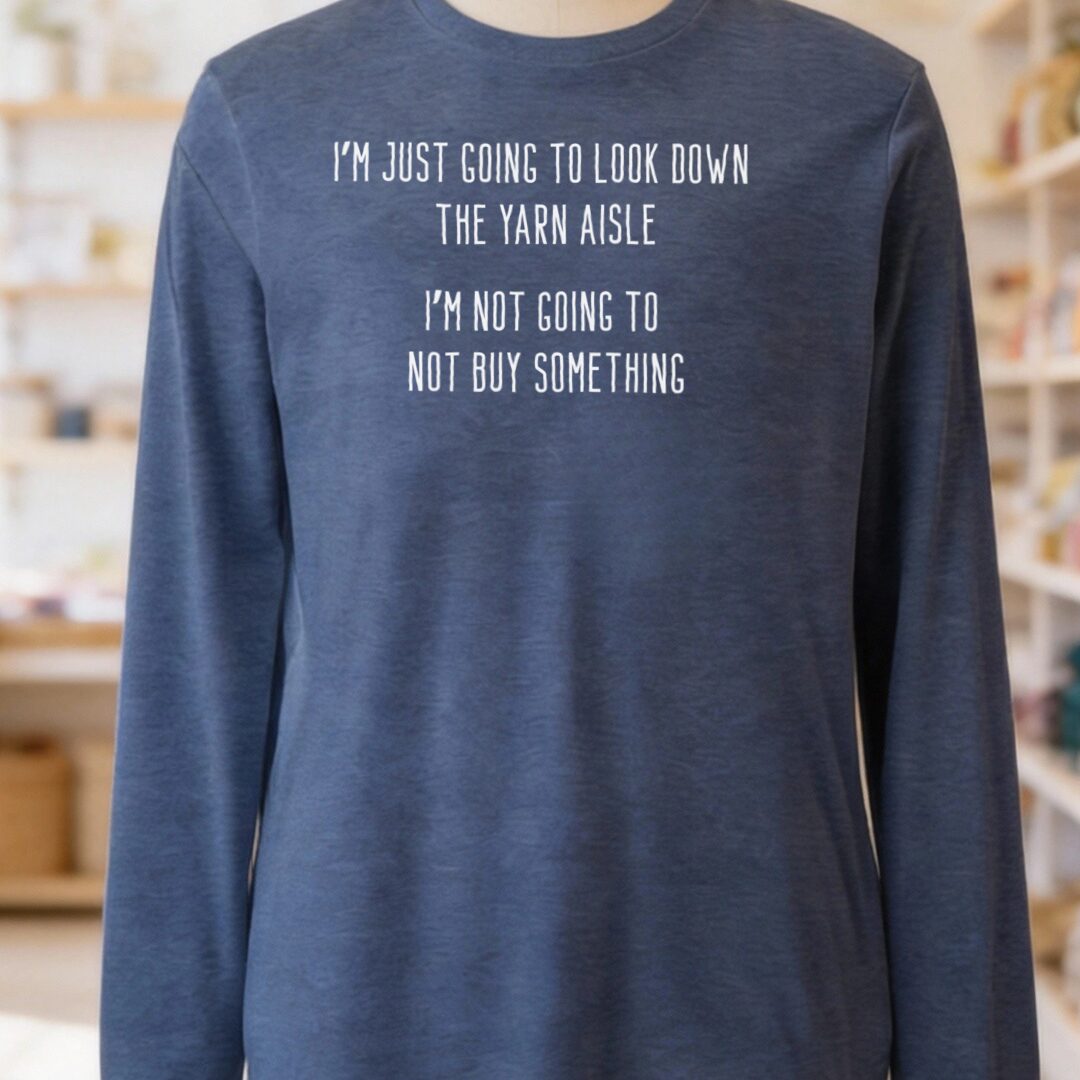 Yarn Aisle Long Sleeve Tee Navy t-shirt