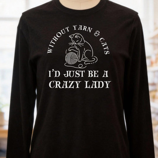 Yarn & Cats Long Sleeve Tee BlacK t-shirt