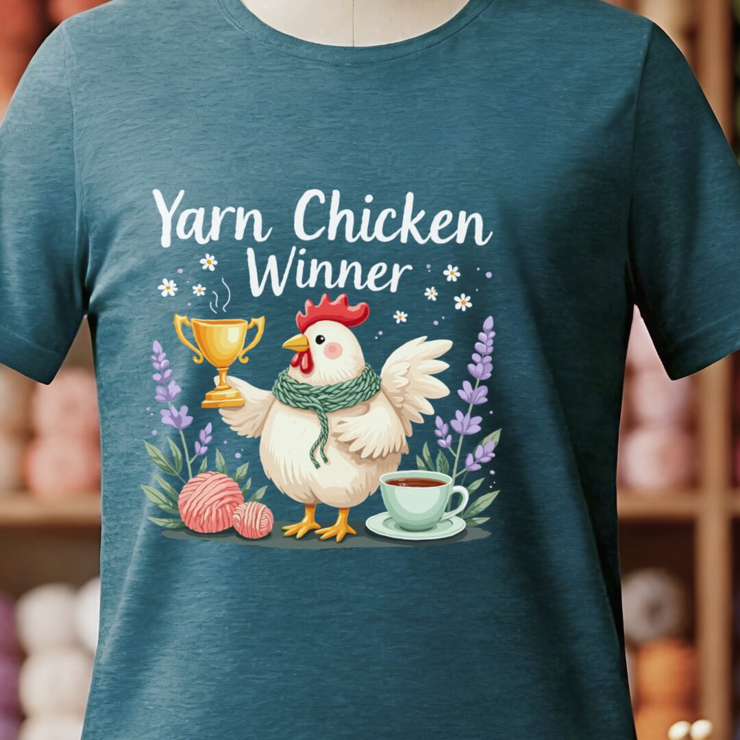 Yarn Chicken Winner T-Shirt Teal Blue t-shirt