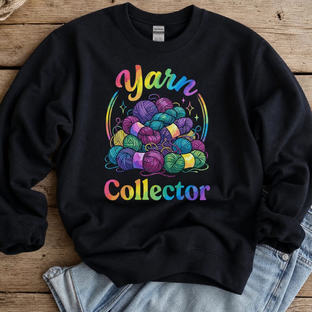 Yarn Collector - Rainbow Sweatshirt Black t-shirt
