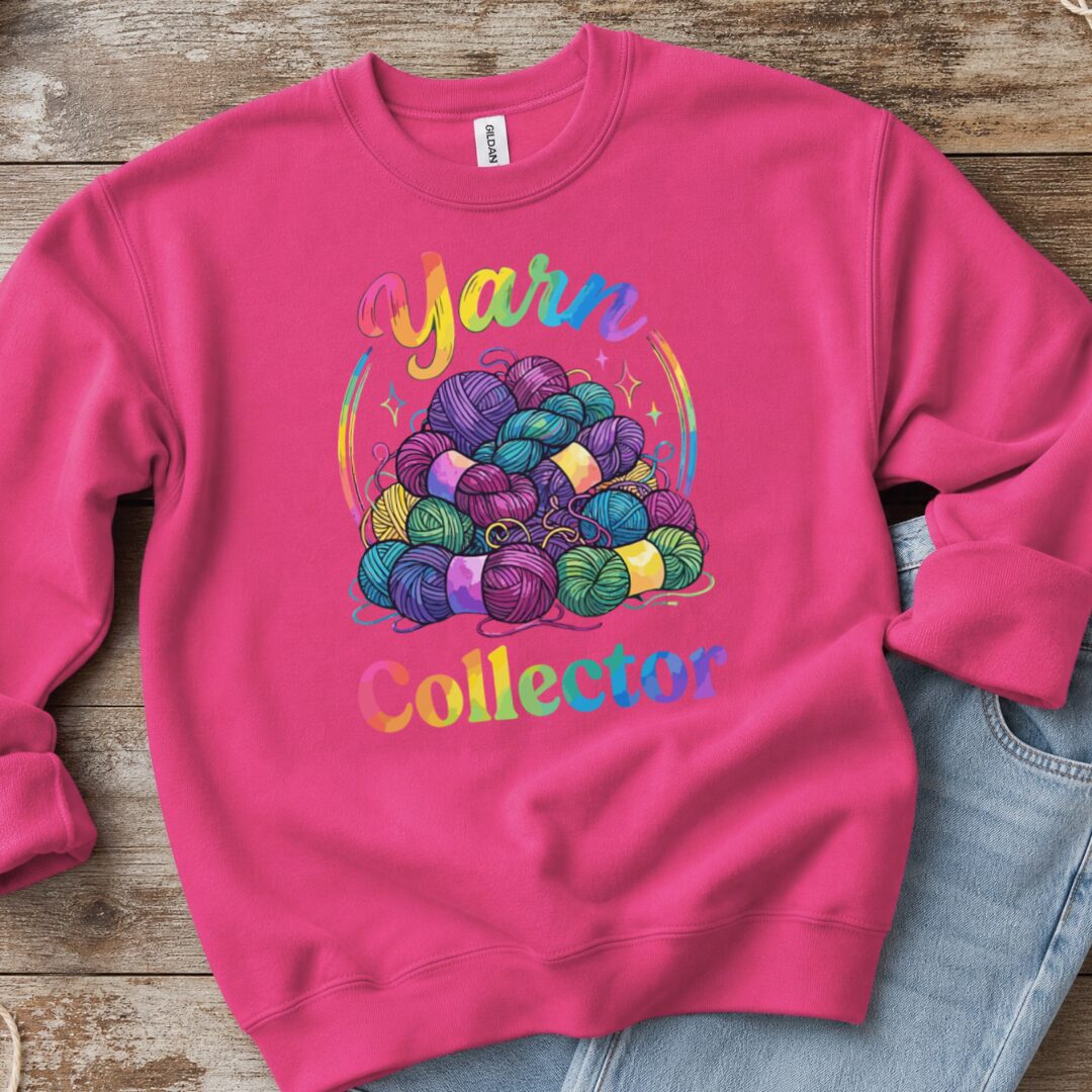 Yarn Collector - Rainbow Sweatshirt Bright Pink t-shirt