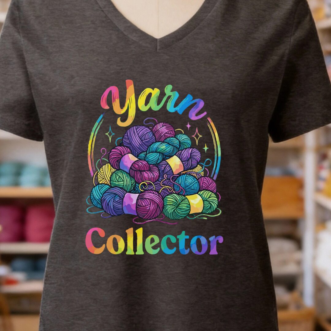 Yarn Collector - Rainbow V-Neck T-Shirt Dark Grey t-shirt