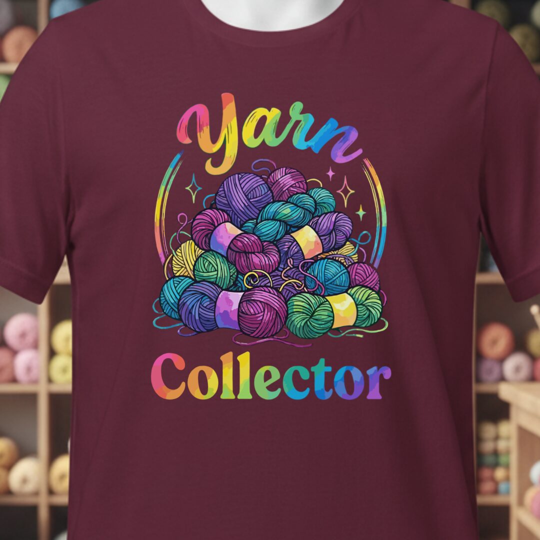Yarn Collector - Rainbow T-Shirt Maroon t-shirt
