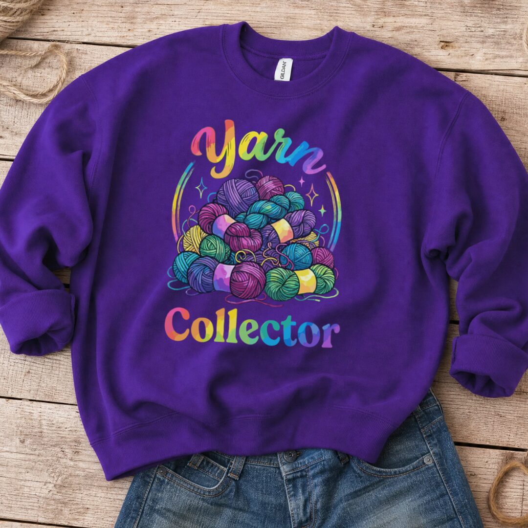 Yarn Collector - Rainbow Sweatshirt Purple t-shirt