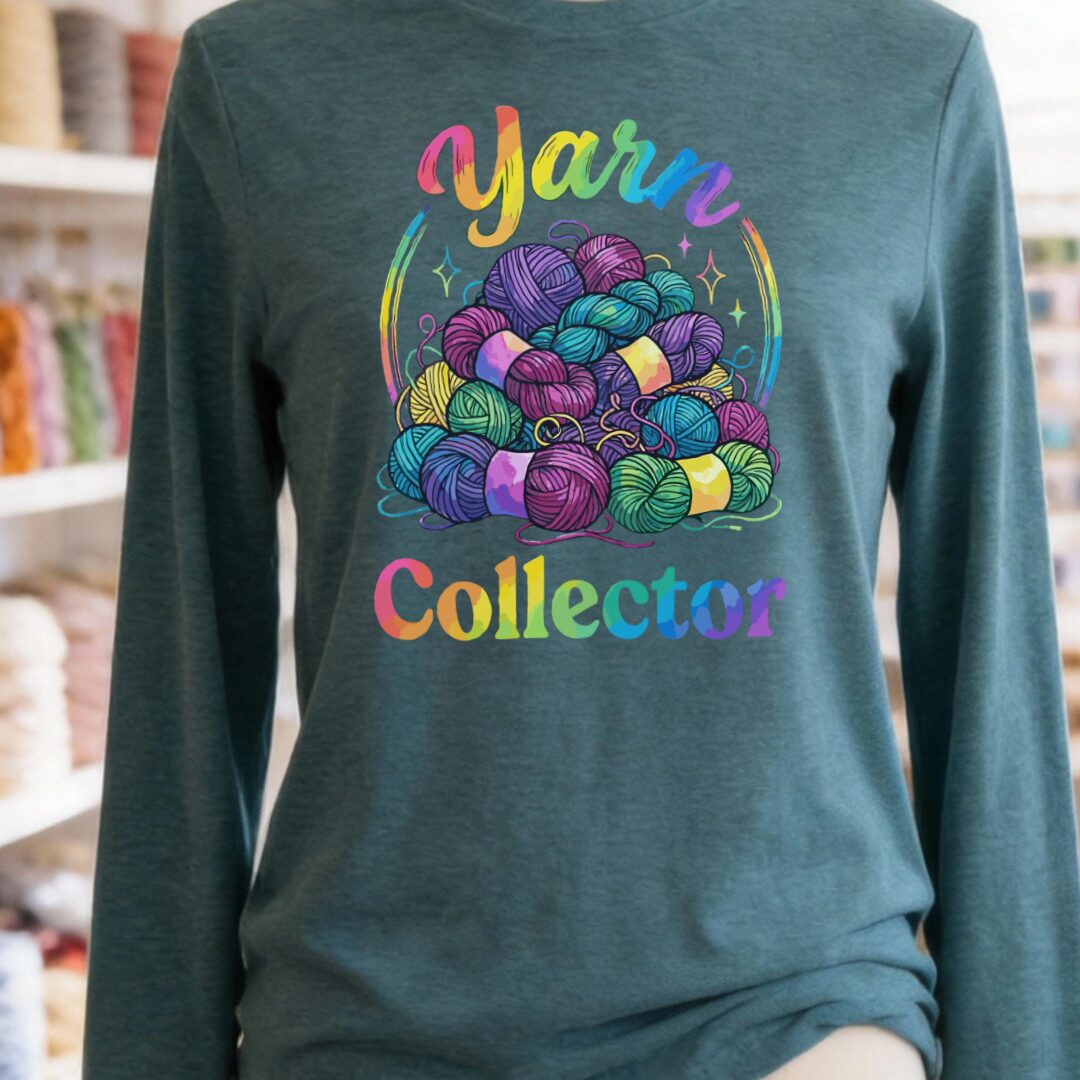 Yarn Collector - Rainbow Long Sleeve Tee Deep Teal t-shirt
