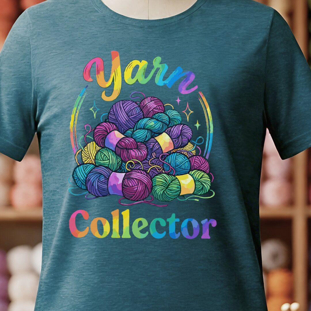 Yarn Collector - Rainbow T-Shirt Teal Blue t-shirt