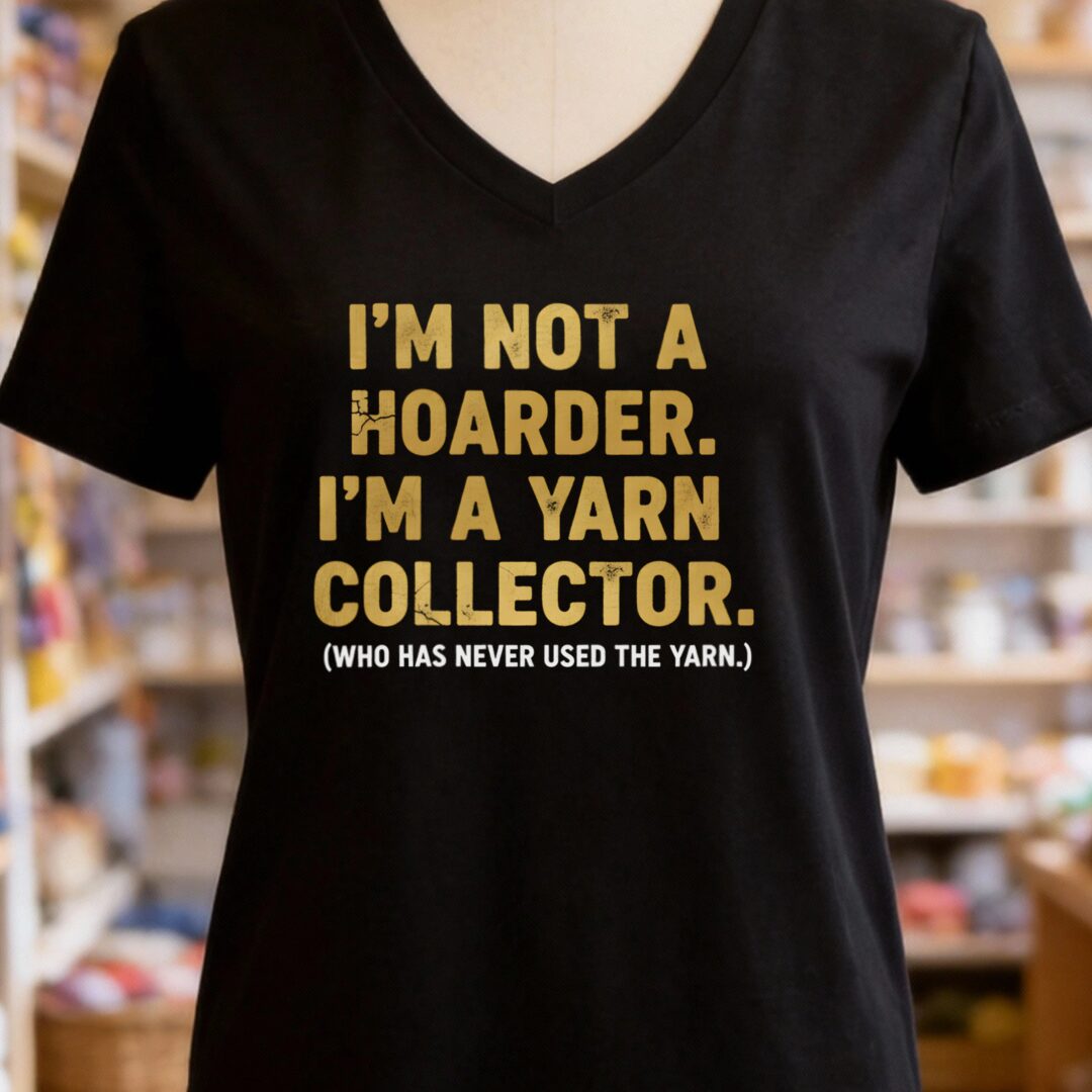 Yarn Collector V-Neck T-Shirt Black t-shirt
