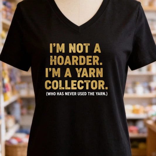 Yarn Collector V-Neck T-Shirt Black t-shirt