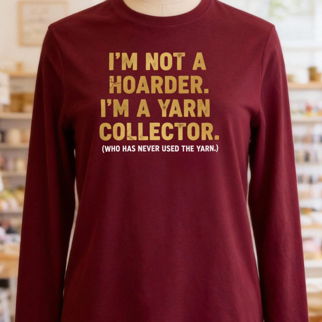 Yarn Collector Long Sleeve Tee Maroon t-shirt