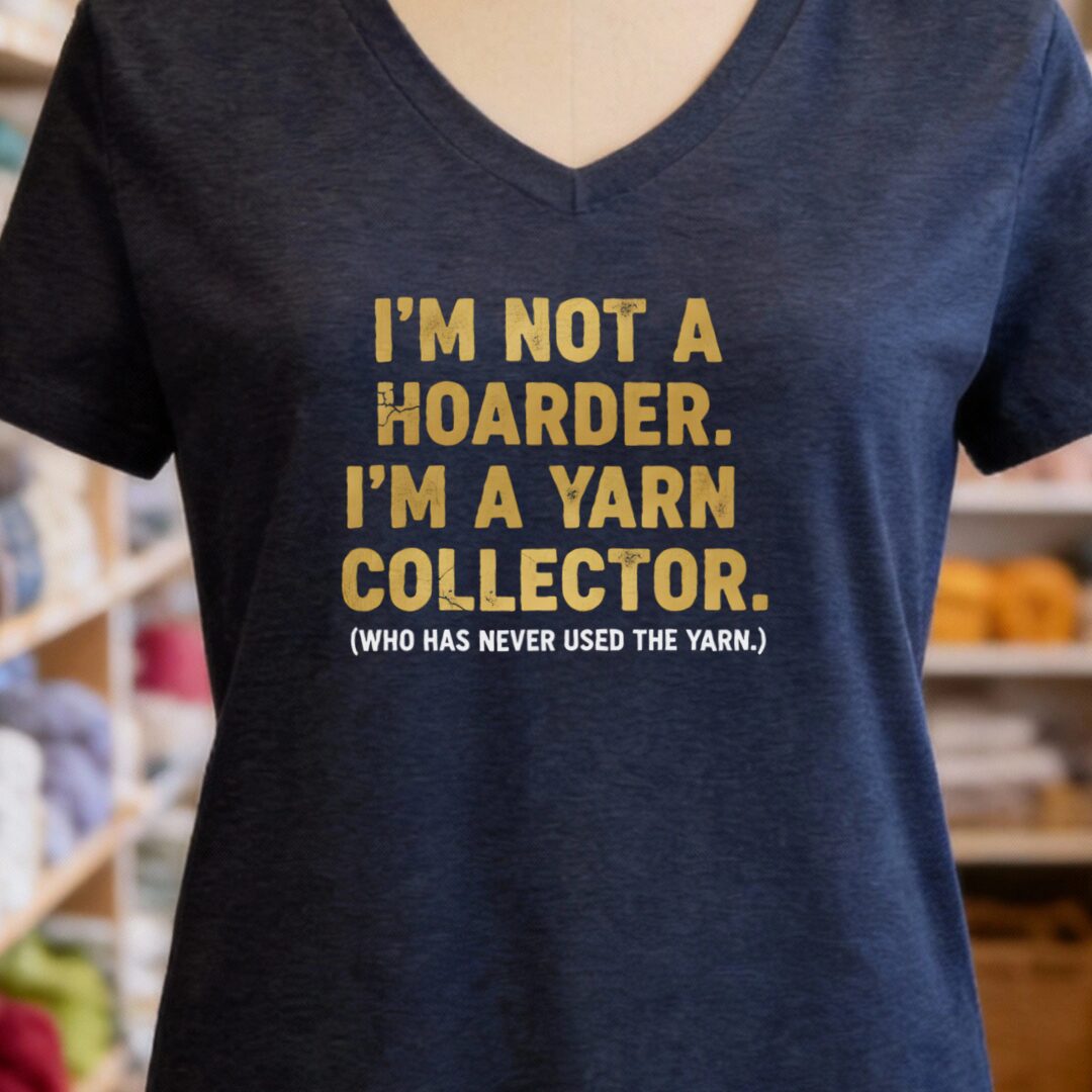 Yarn Collector V-Neck T-Shirt Navy t-shirt