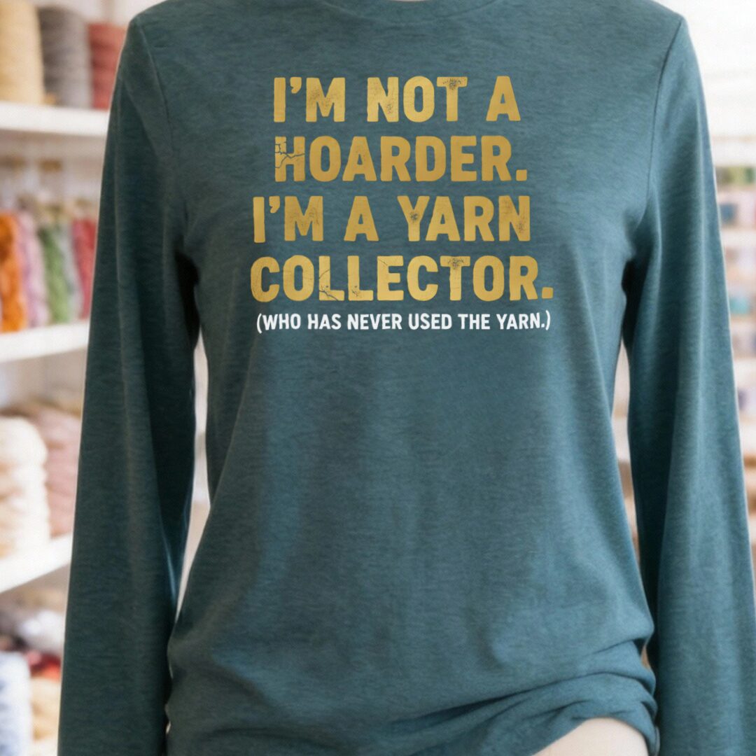 Yarn Collector Long Sleeve Tee Heather Deep Teal t-shirt