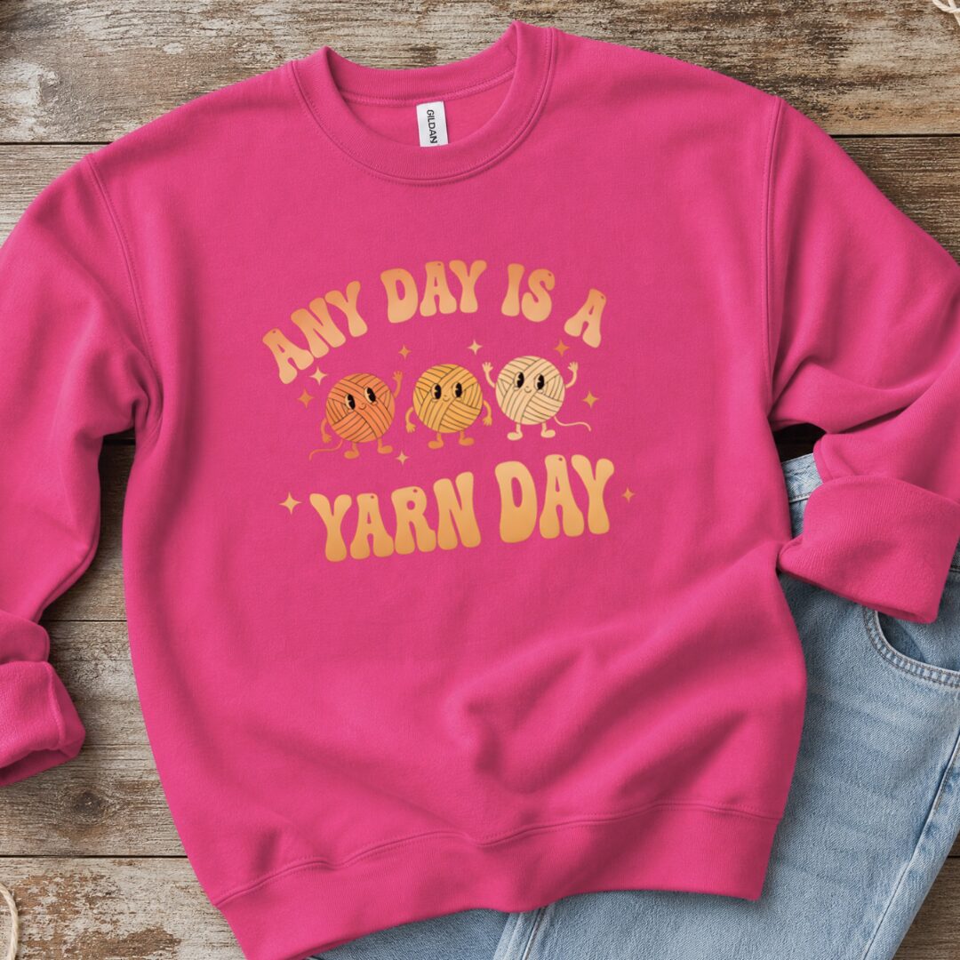 Yarn Day Sweatshirt Bright Pink t-shirt