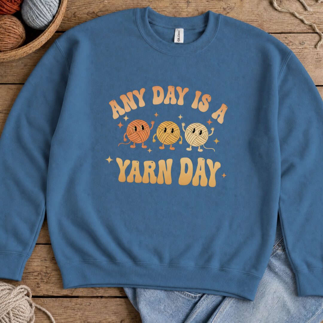 Yarn Day Sweatshirt Indigo Blue t-shirt