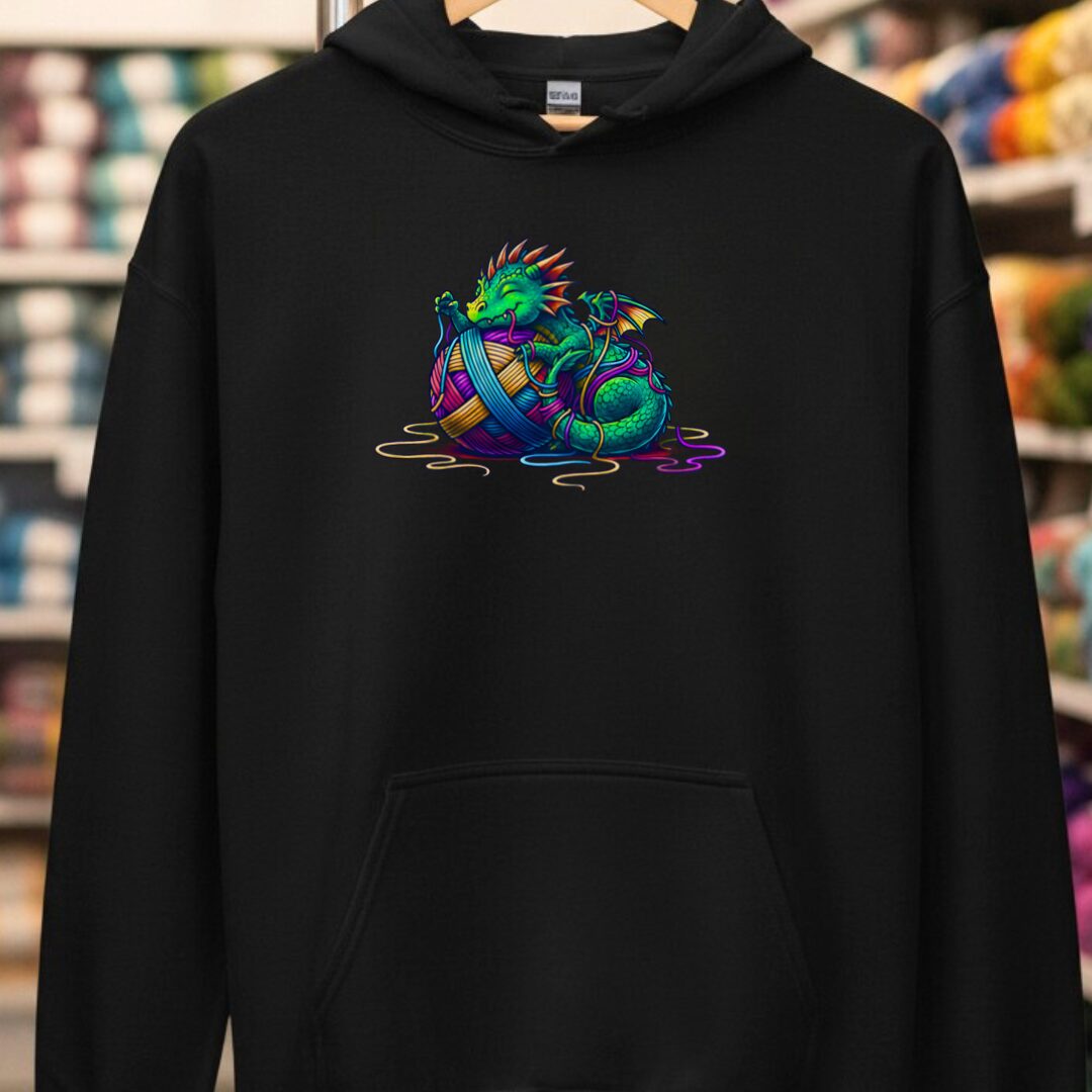 Yarn Dragon Hatchling Hoodie Black t-shirt