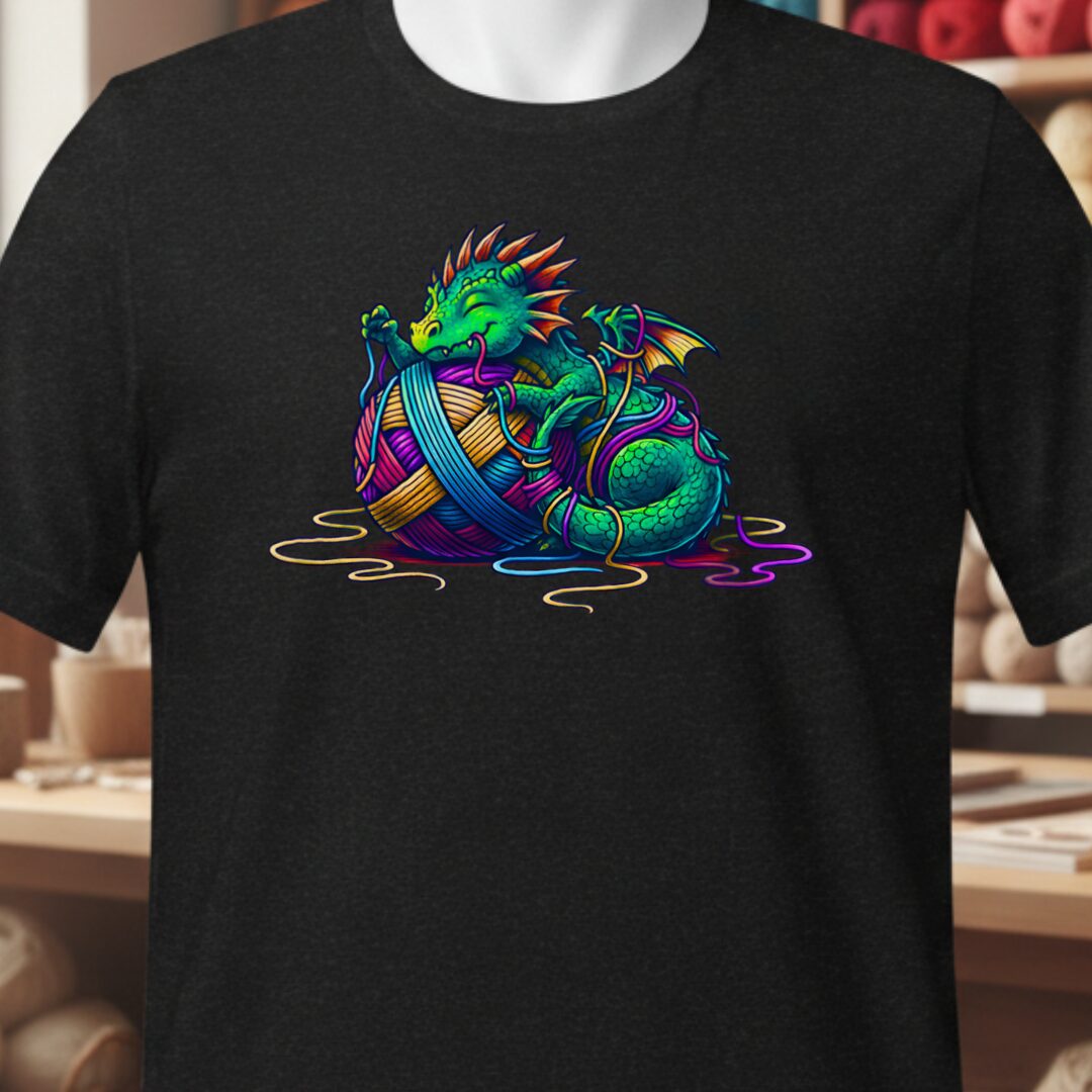Yarn Dragon Hatchling T-Shirt Black t-shirt
