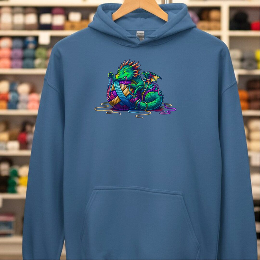 Yarn Dragon Hatchling Hoodie Indigo Blue t-shirt