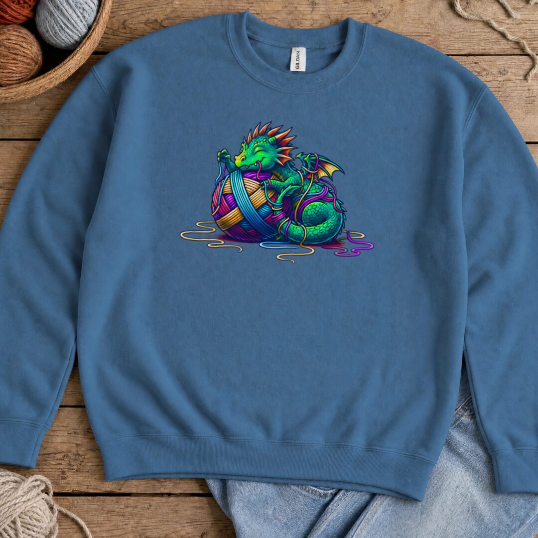 Yarn Dragon Hatchling Sweatshirt Indigo Blue t-shirt