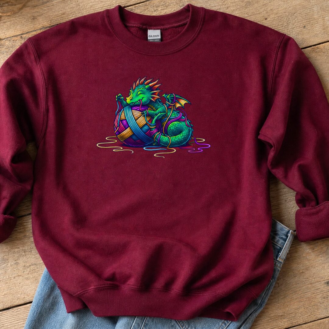 Yarn Dragon Hatchling Sweatshirt Maroon t-shirt