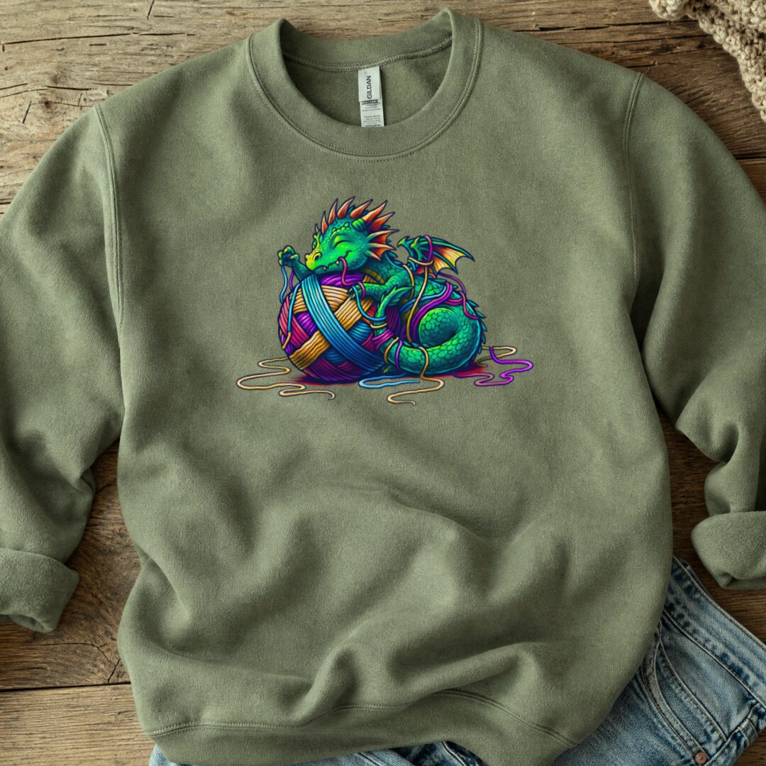 Yarn Dragon Hatchling Sweatshirt Military Green t-shirt