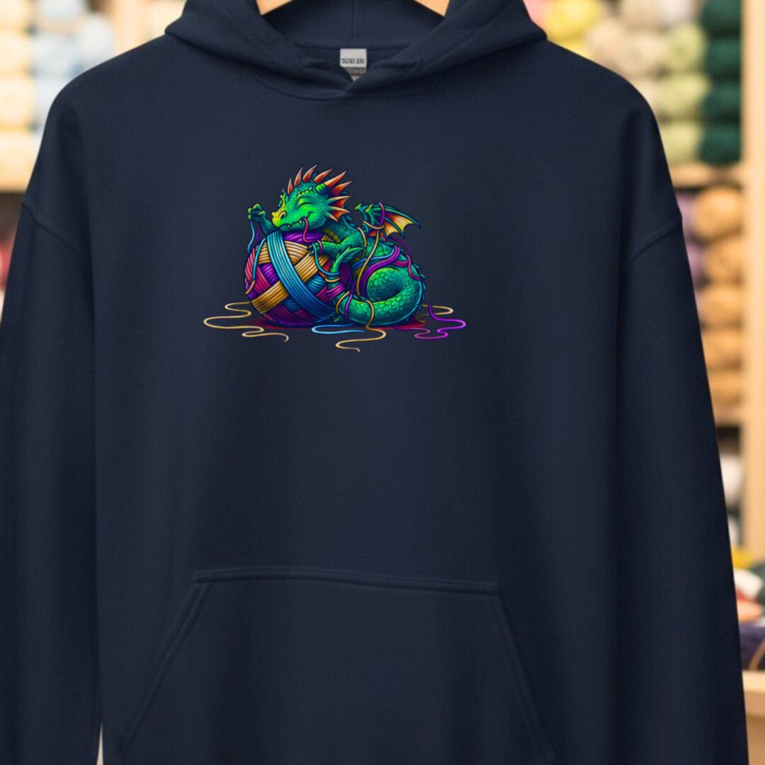 Yarn Dragon Hatchling Hoodie Navy t-shirt