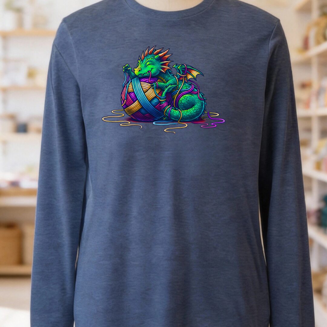 Yarn Dragon Hatchling Long Sleeve Tee Navy t-shirt