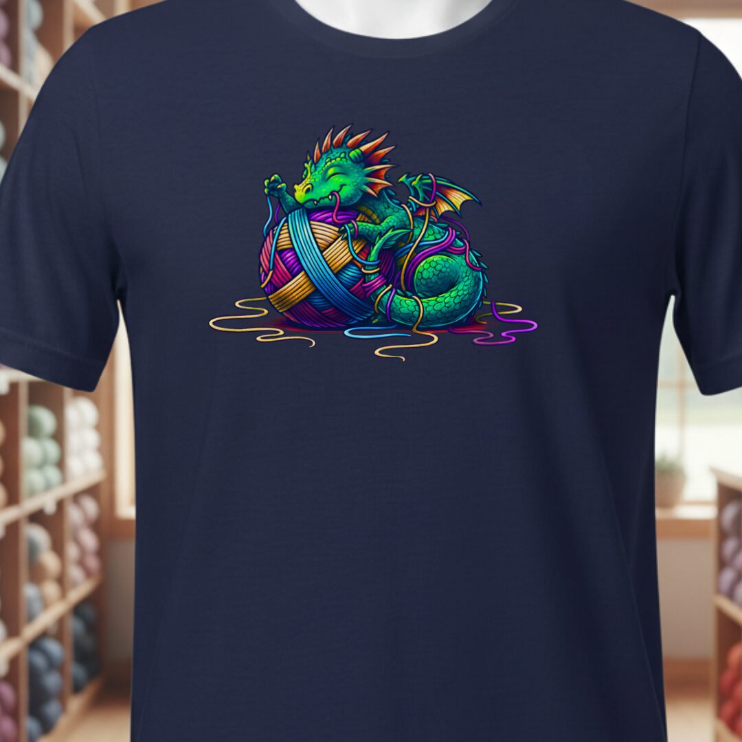 Yarn Dragon Hatchling T-Shirt Navy t-shirt