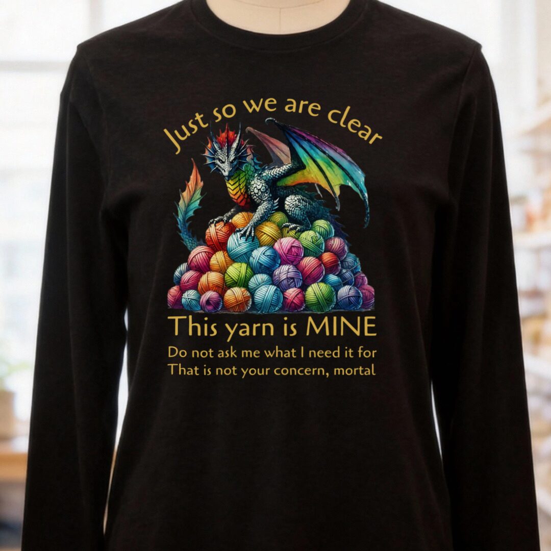 Yarn Dragon With Slogan Long Sleeve Tee Black t-shirt