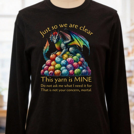 Yarn Dragon With Slogan Long Sleeve Tee Black t-shirt