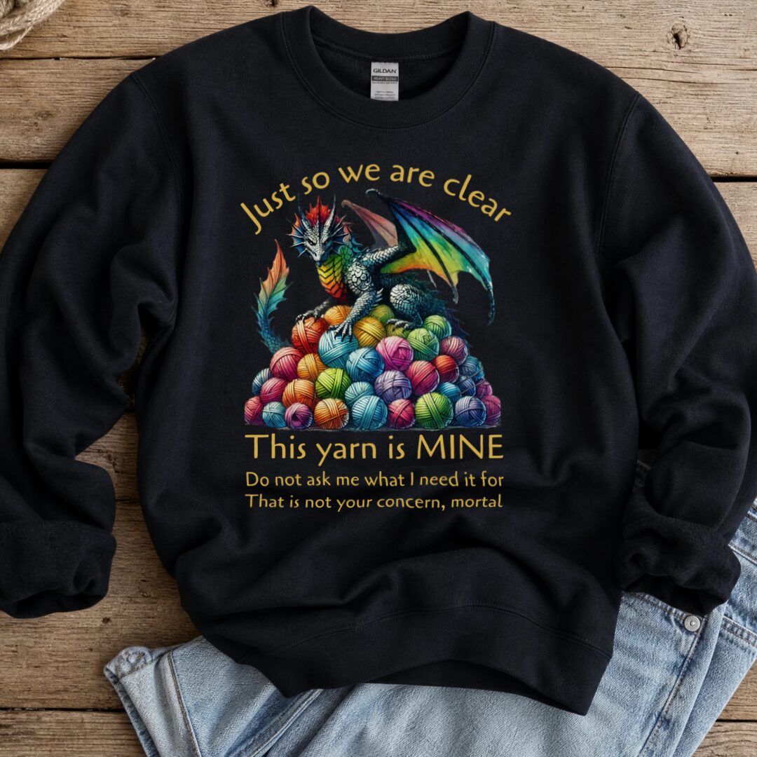 Yarn Dragon With Slogan Sweatshirt Black t-shirt
