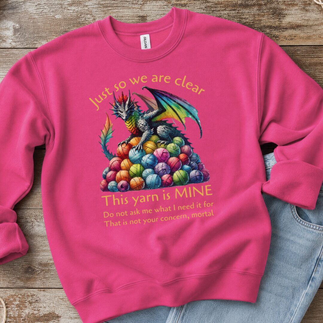 Yarn Dragon With Slogan Sweatshirt Bright Pink t-shirt