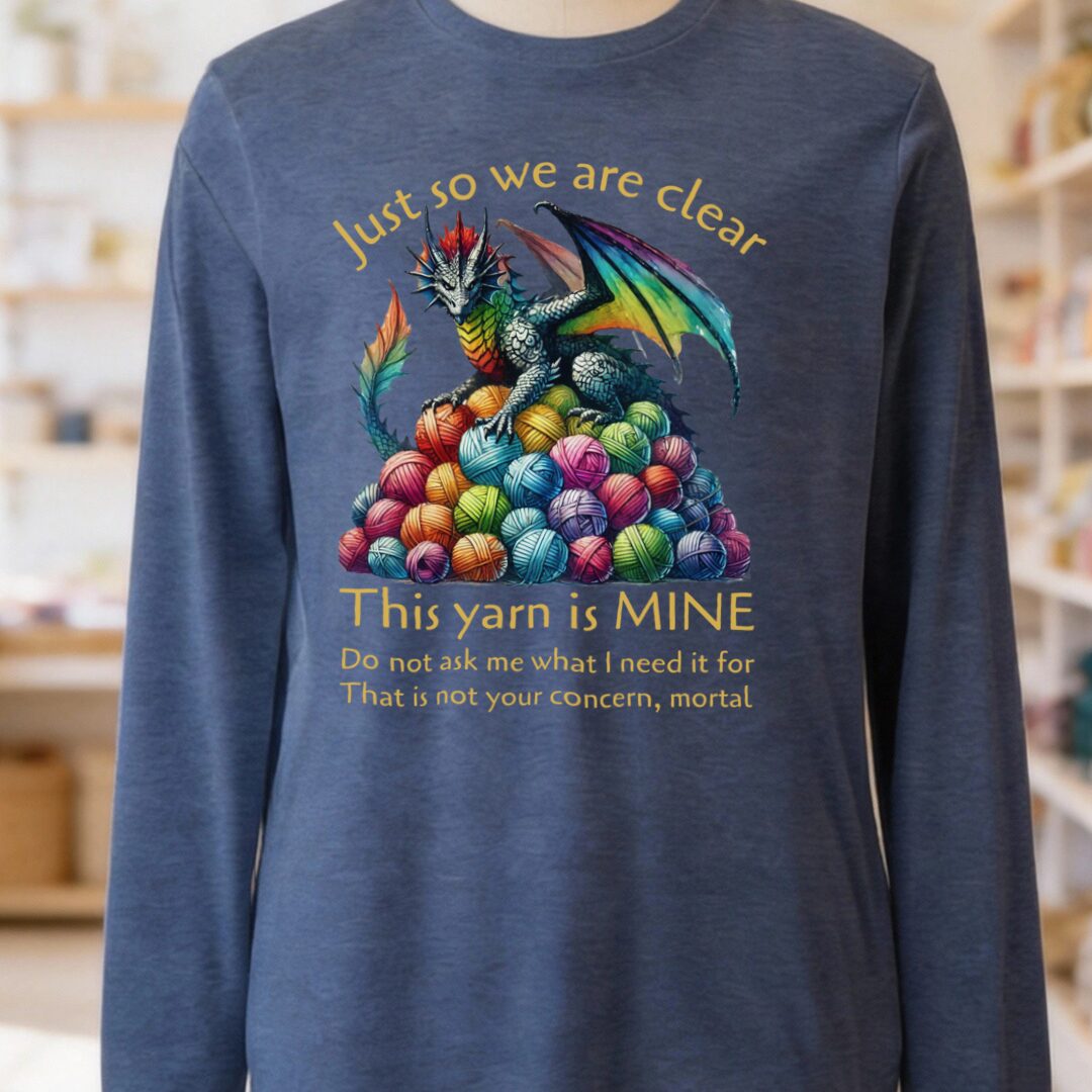 Yarn Dragon With Slogan Long Sleeve Tee Navy t-shirt