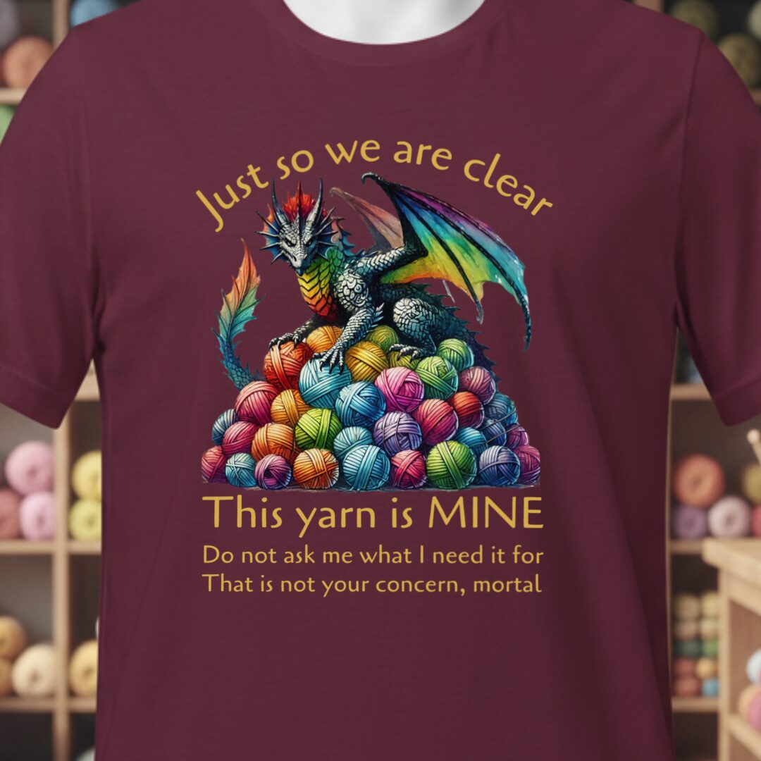 Yarn Dragon With Slogan T-Shirt Maroon t-shirt
