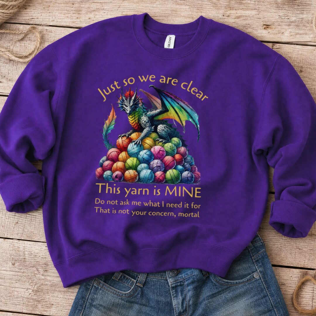 Yarn Dragon With Slogan Sweatshirt Purple t-shirt