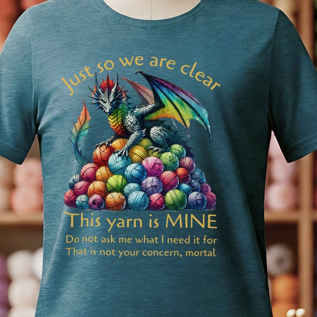 Yarn Dragon With Slogan T-Shirt Teal Blue t-shirt
