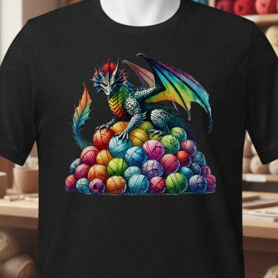 Yarn Dragon (no slogan) T-Shirt Black t-shirt