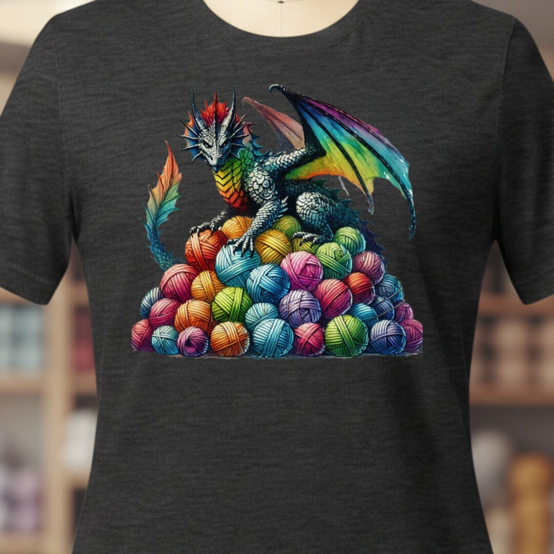 Yarn Dragon (no slogan) T-Shirt Dark Grey t-shirt