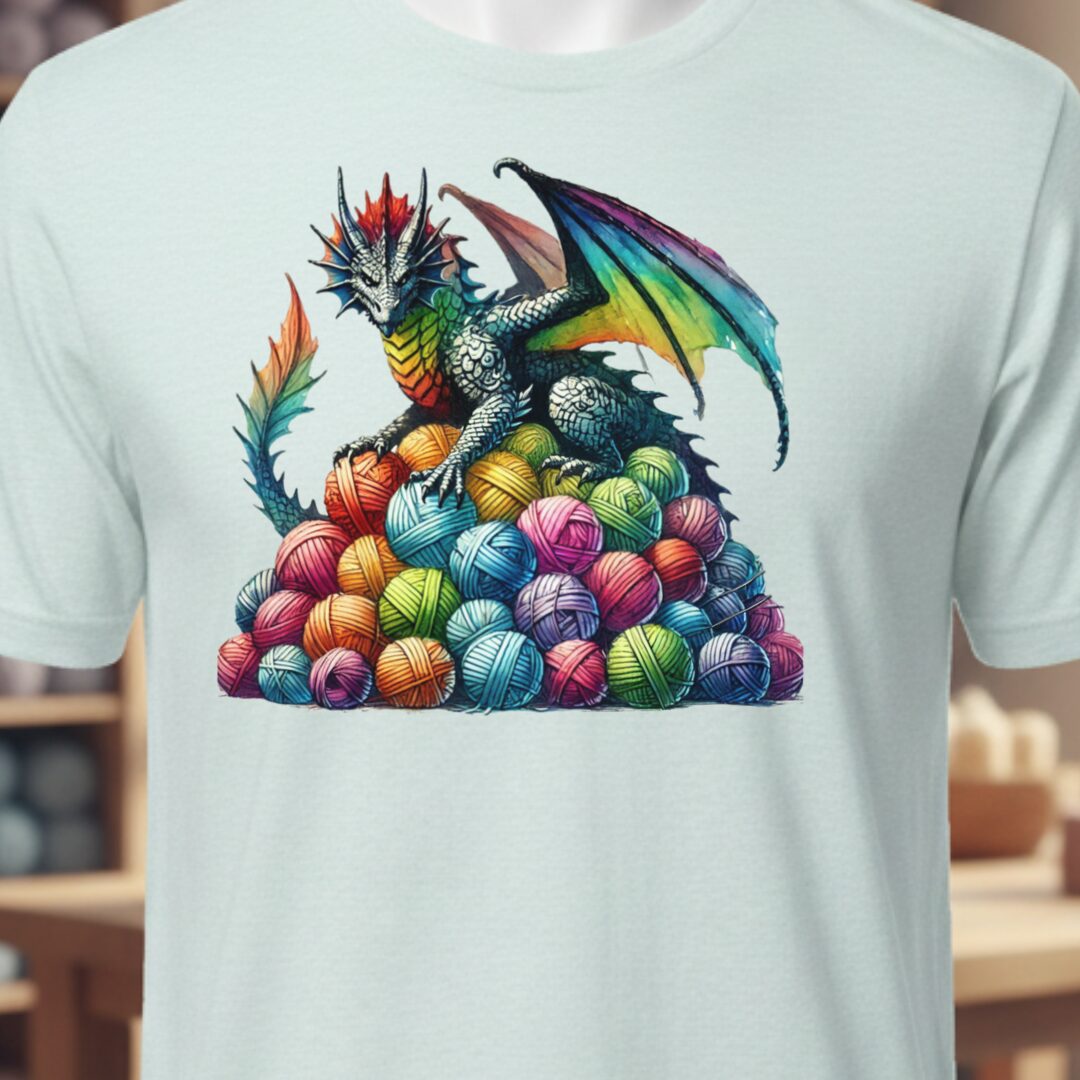 Yarn Dragon (no slogan) T-Shirt Ice Blue t-shirt