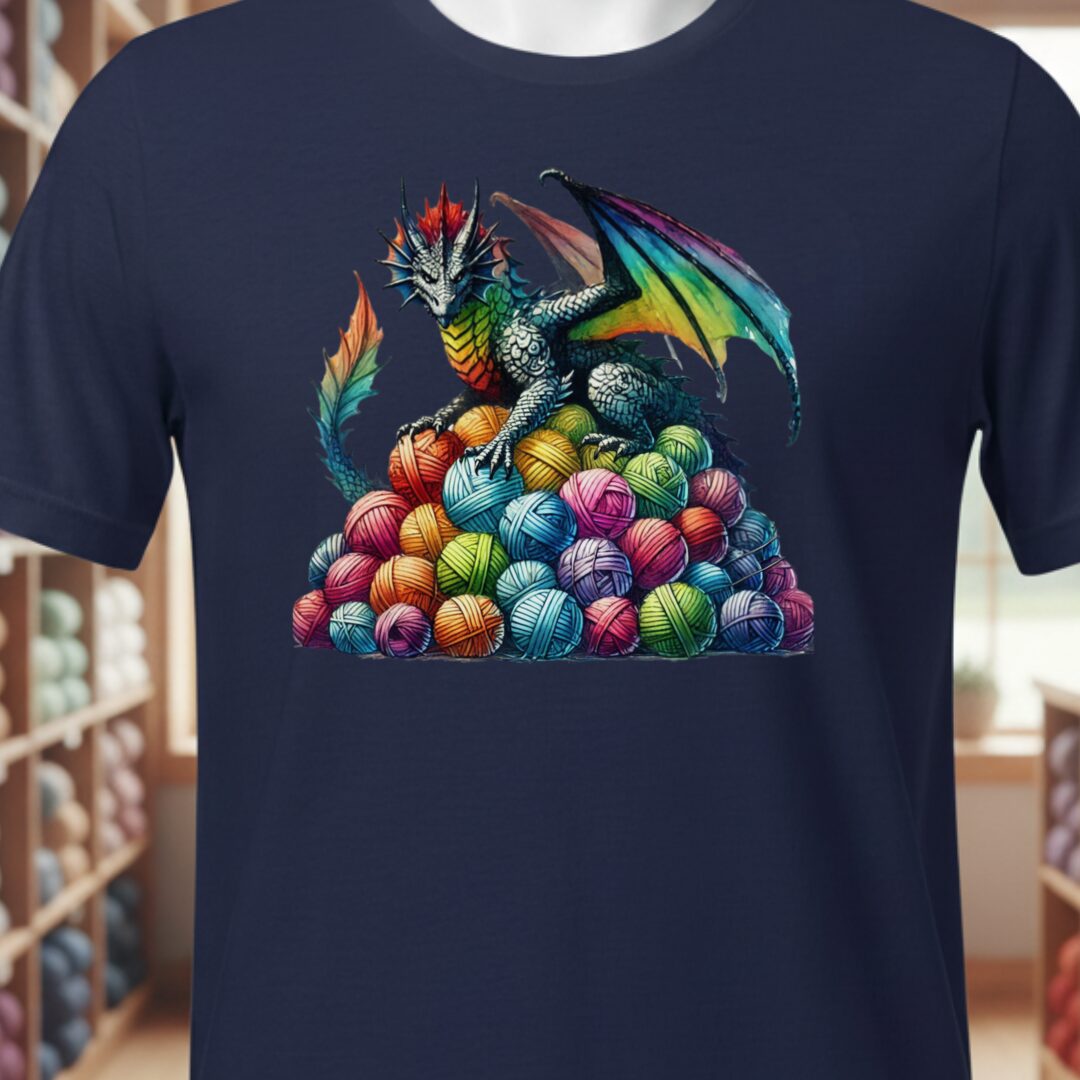 Yarn Dragon (no slogan) T-Shirt Navy t-shirt