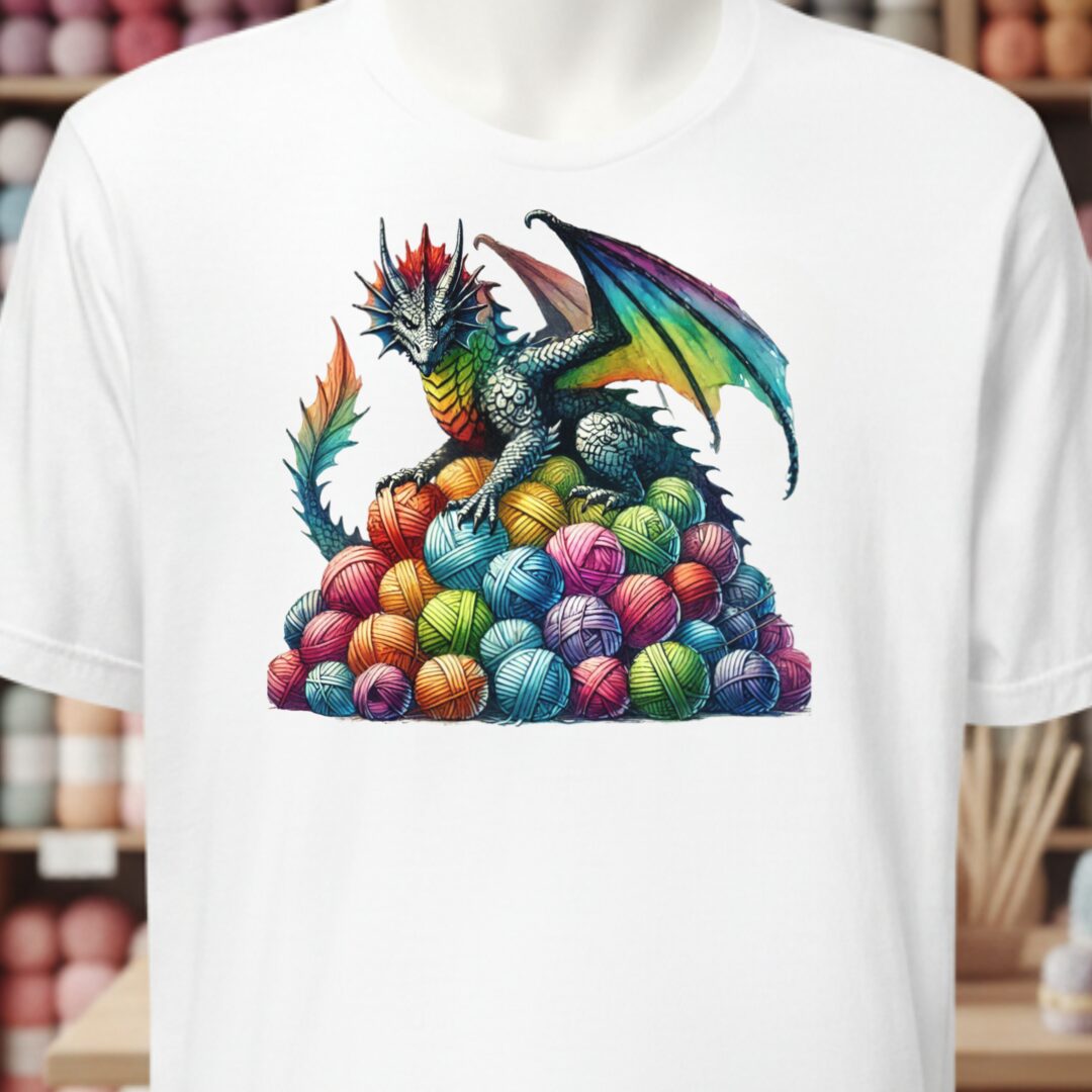 Yarn Dragon (no slogan) T-Shirt White t-shirt