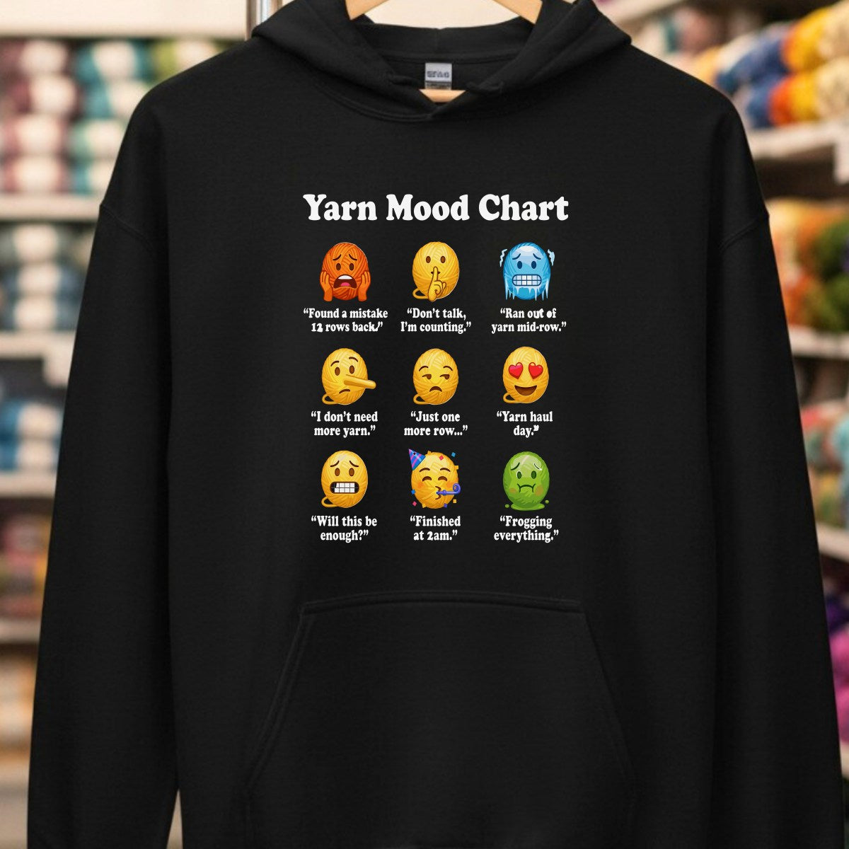 Yarn Emojis Black Hoodie.jpg